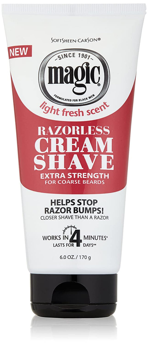 Softsheen-Carson Magic Razorless Shaving Cream, Hair Removal Cream for Body Hair, Extra Strength Depilatory Cream, Works in 4 Minutes for Coarse Hair, 6 Oz