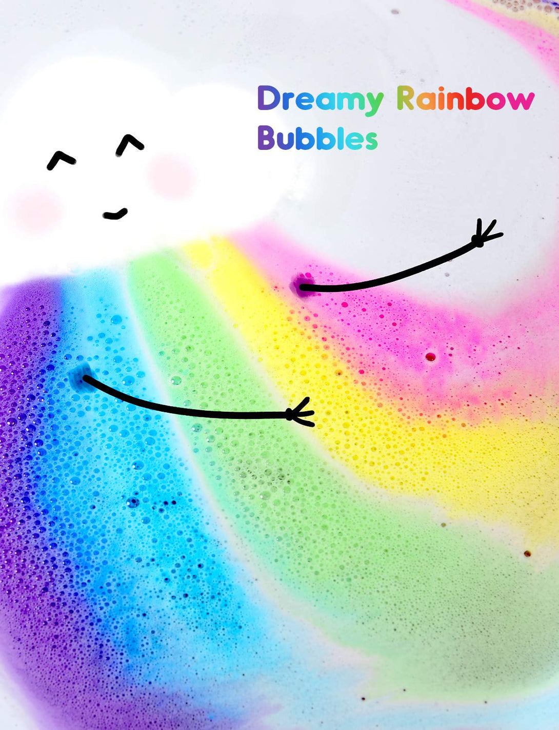 Cloud Rainbow Bath Bombs for Kids Girls, 3 XXXL Handmade Bath Bombs (6 Oz Each), Natural & Organic Kids Bath Bombs with Surprise Colors Inside, Perfect Birthday Gifts for Women