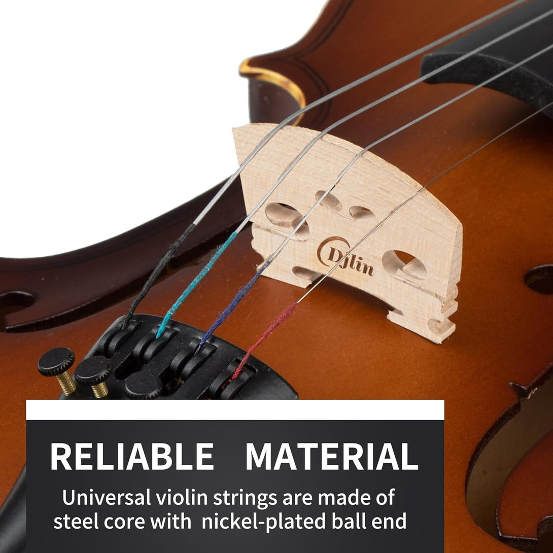 Violin Replacement String Set, Universal Steel String for 4/4 Size Acoustic Violins, Handmade Strings with Synthetic Steel Core Suitable for Students and Beginners - 1 Pack