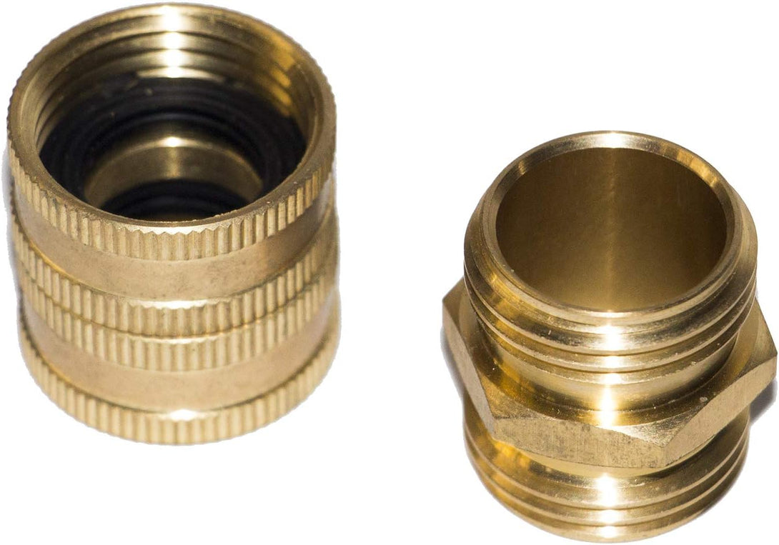 Hourleey Garden Hose Adapter, 3/4 Inch Solid Brass Hose Connectors Adapters (2 Sets)