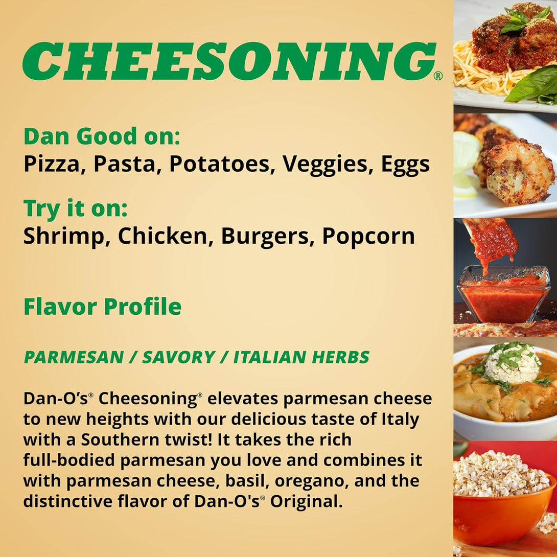 Dan-O'S Cheesoning® Seasoning - Great on Pasta, Pizza, Popcorn, Meats, Veggies, and Snacks - Italian Seasoning Blend - All-Purpose, Sugar Free, Zero Calorie for Cooking Anything- Medium Bottle 7.6Oz