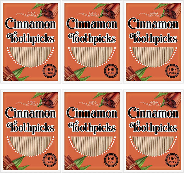 Irenare 600 Pcs Toothpick Cinnamon Wood Flavored Toothpicks Bulk Cinnamon Toothpicks for Adults Disposable Oral Hygiene Teeth Dental Care, 6 Pack