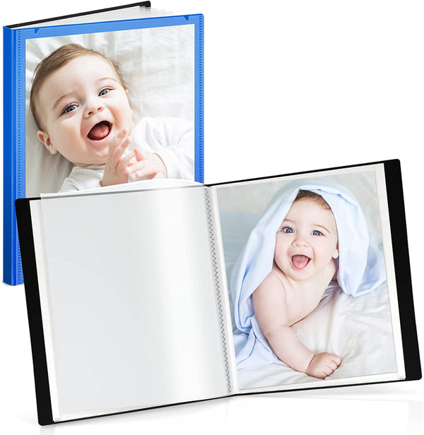 CRANBURY 8X10 Customizable Photo Album - (Blue), Poly Plastic 10X8 Photo Book, 24 8X10 Photo Pages Hold 48 Pictures, 8 X10 Album with Customizable Front Pocket for 8 X 10 Photo Storage