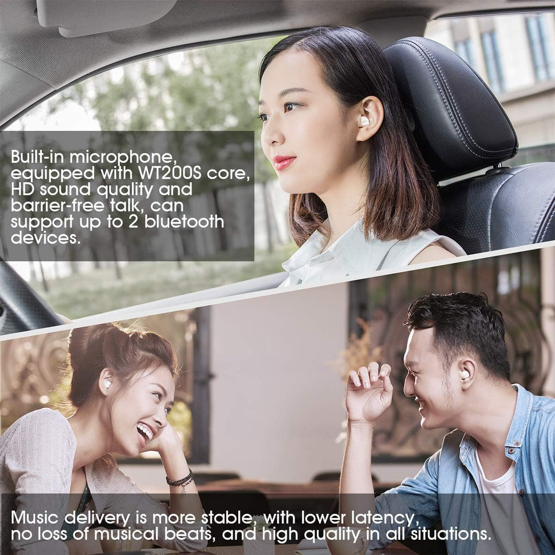 Invisible Earbuds Mini Single Earbuds Tiny Discreet Hidden Earphones for Work, Small Ear Canals In-Ear Wireless with Charging Case for Work