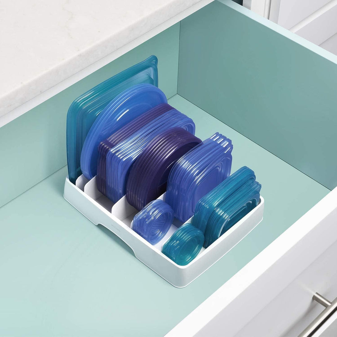 Youcopia Storalid Adjustable Food Container Lid Organizer for Kitchen Cabinet Storage, Large