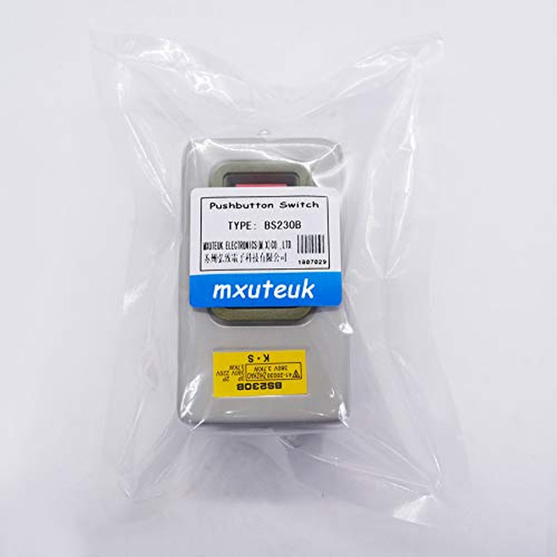 Mxuteuk AC 220V/380V Push Button Switch On/Off Start Stop Switch 3 Phase Self Lock Electric Motor Switches Mechanical Equipment Control Station 10A BS230B