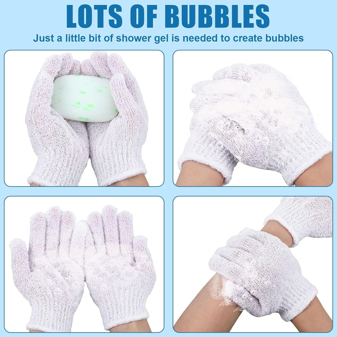 60Pcs Exfoliating Gloves Bulk, Scrub Gloves Exfoliating Body Scrubber Glove Exfoliator for Body Scrub Mitt, Bath Gloves for Shower Exfoliating Shower Gloves for Women Bathing Accessories(White)