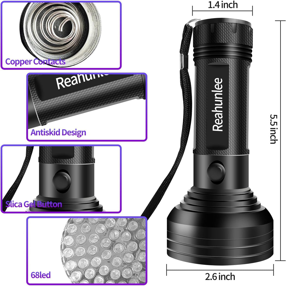 Air Conditioner UV Dye Leak Detector, Pro Auto Oil AC UV Dye Leak Test Detection Tool Kit 68 LED A/C UV Flashlight Detector with Protective Glasses