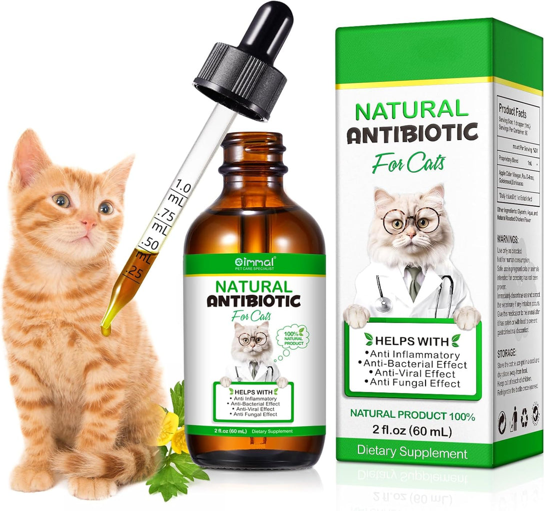 Natural Antibiotics for Cats, Pet Supplements, 2 Fl Oz / 1 Pack Cats Multivitamin, Cat Antibiotic, Supports Cat Allergy Itch Relief, Chicken Flavor