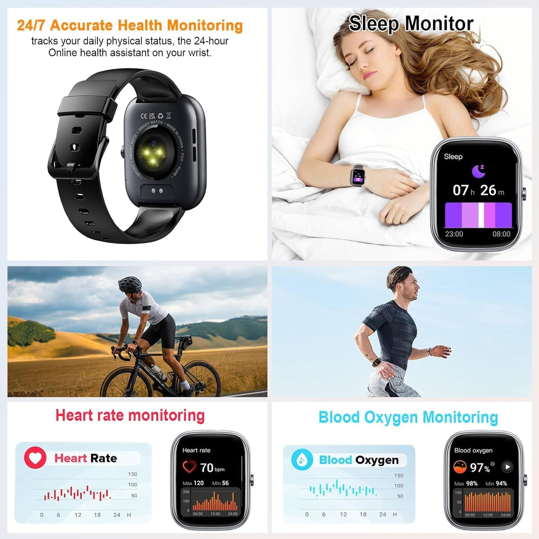 Smart Watch for Men Women, 2025 HD 1.91" Smartwatches (Answer/Make Call), 112+ Sports Modes Fitness Activity Tracker, Calories/Heart Rate/Sleep Monitor, IP68 Waterproof Step Counter for Android Ios