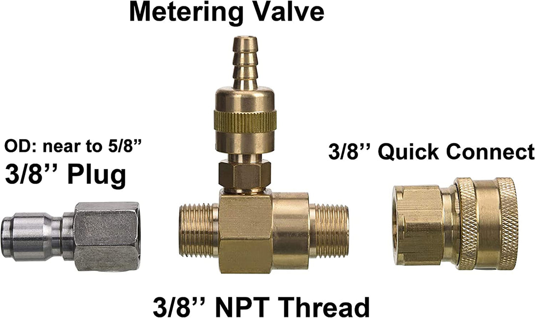 M MINGLE Adjustable Chemical Injector Kit for Pressure Washer, Soap Injector, 3/8 Inch Quick Connector