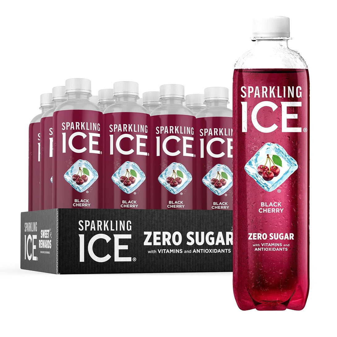 Sparkling Ice, Black Cherry Sparkling Water, Zero Sugar Flavored Water, with Vitamins and Antioxidants, Low Calorie Beverage, 17 Fl Oz Bottles (Pack of 12)