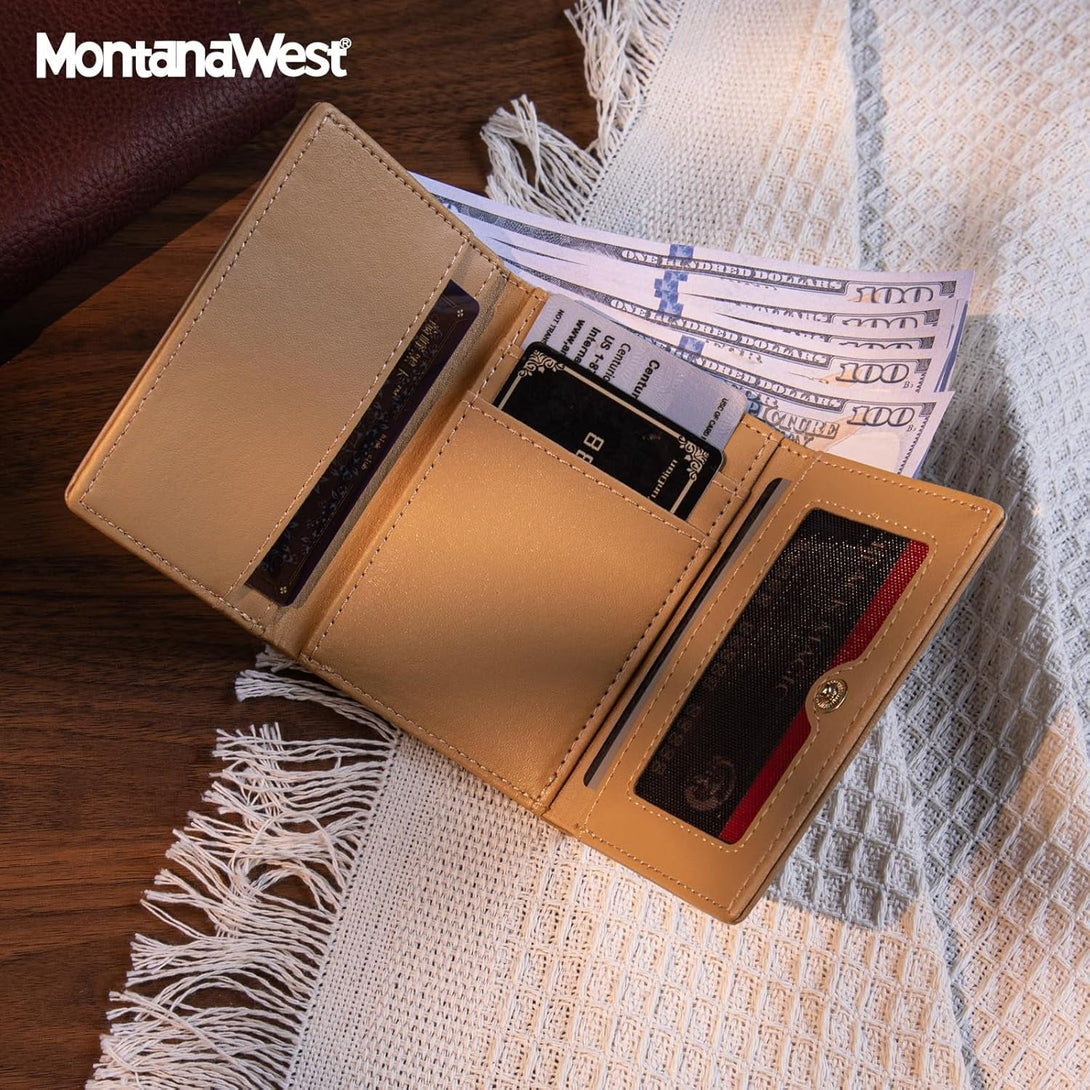 Montana West Small Women'S Wallet RFID Wallet Women Trifold Credit Card Wallet Wallets for Women 2024 with ID Window