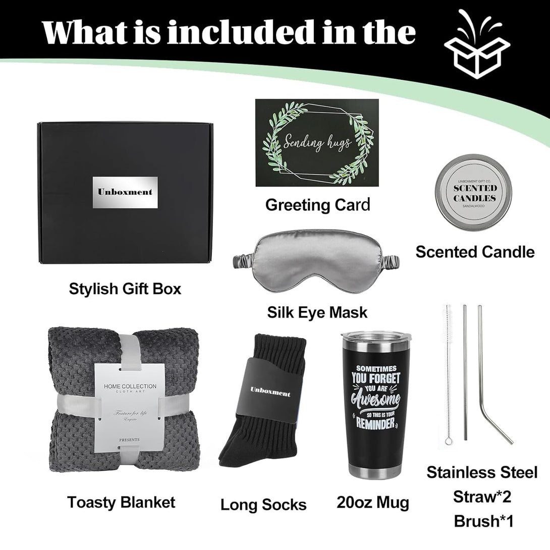Care Package for Men Sick Friend, Get Well Soon Gifts Basket for Man, Feel Better after Surgery Recover, Thinking of You Sending Hugs Box