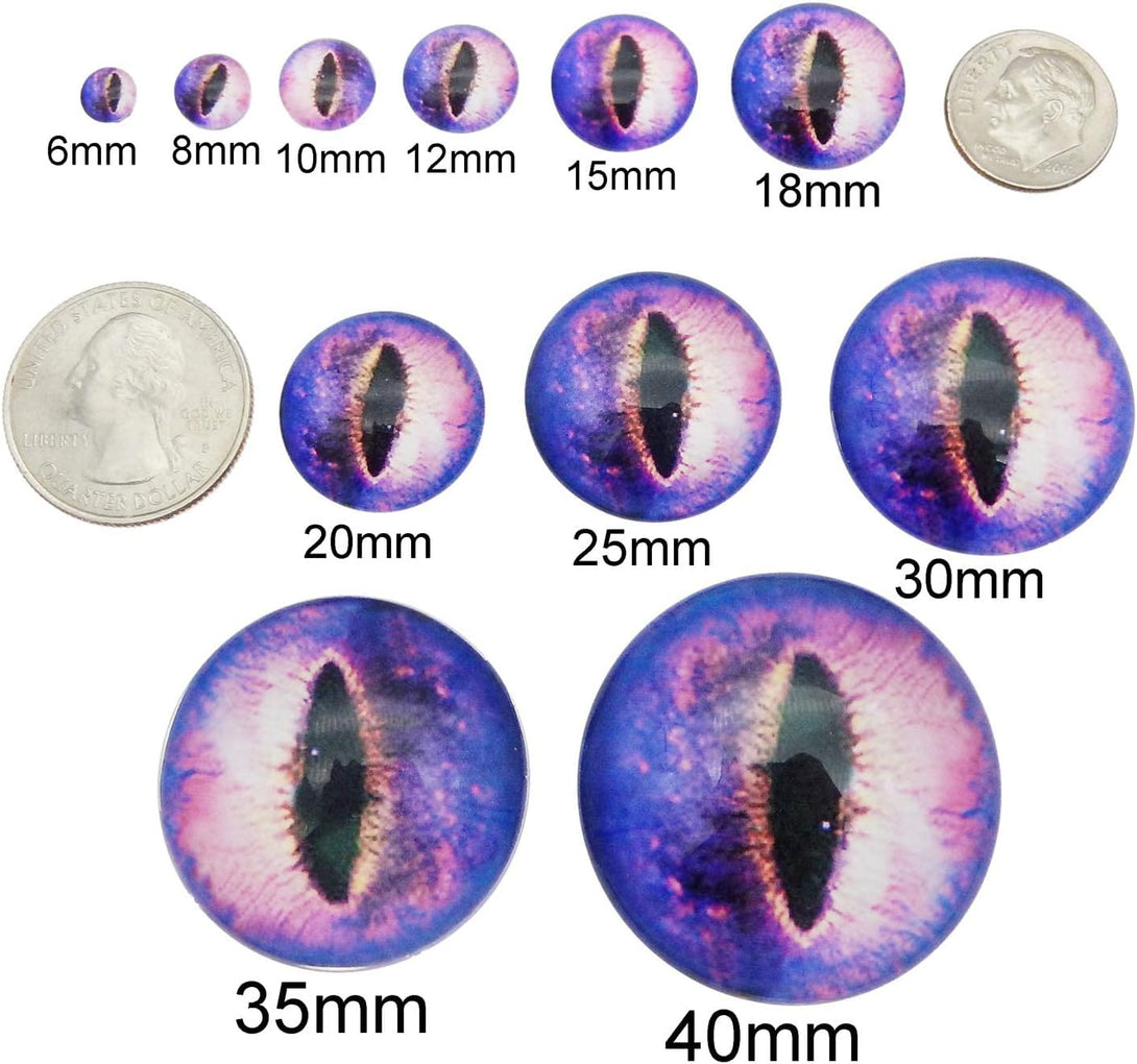 Julie Wang 6MM 100 Pieces Mixed Style Dragon Eyes Flatback Glass Cabochon Dome for Doll Making Craft Jewelry DIY Findings about 0.24''