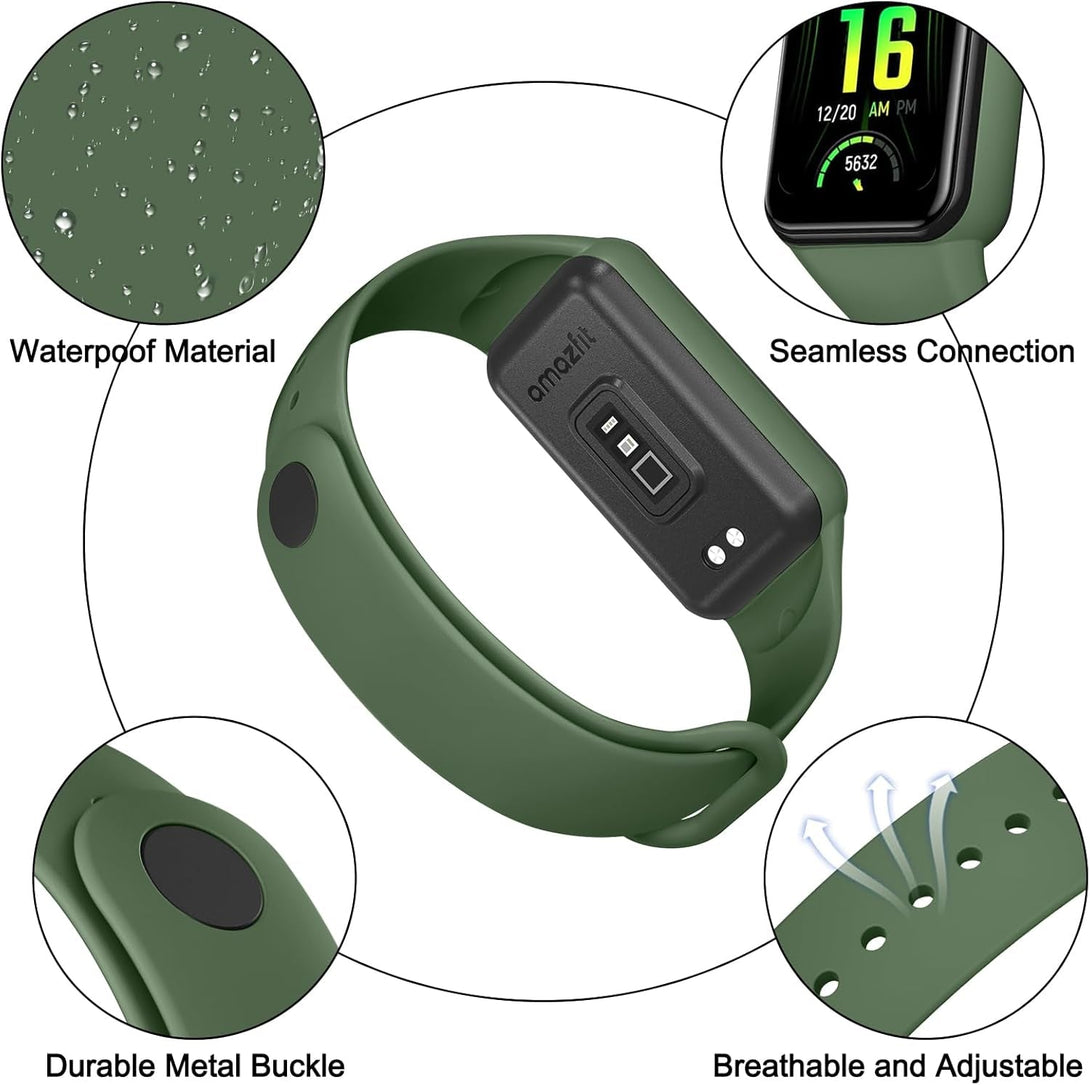 Amzpas TPU Bands for Amazfit Band 7 Fitness & Health Tracker, 3 Pack Soft Breathable Wristband, Adjustable Replacement Sportt Strap for Women Men