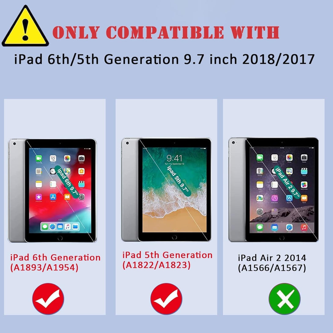 SIBEITU Ipad 9.7 Inch Case for Kids | Ipad 6Th Generation Cases with Stand | Ipad 5Th Generation Case W/Pencil Holder 2018/2017 | Slim Shockproof Protective Case for Ipad 9.7 Inch 5Th/6Th Gen Pink