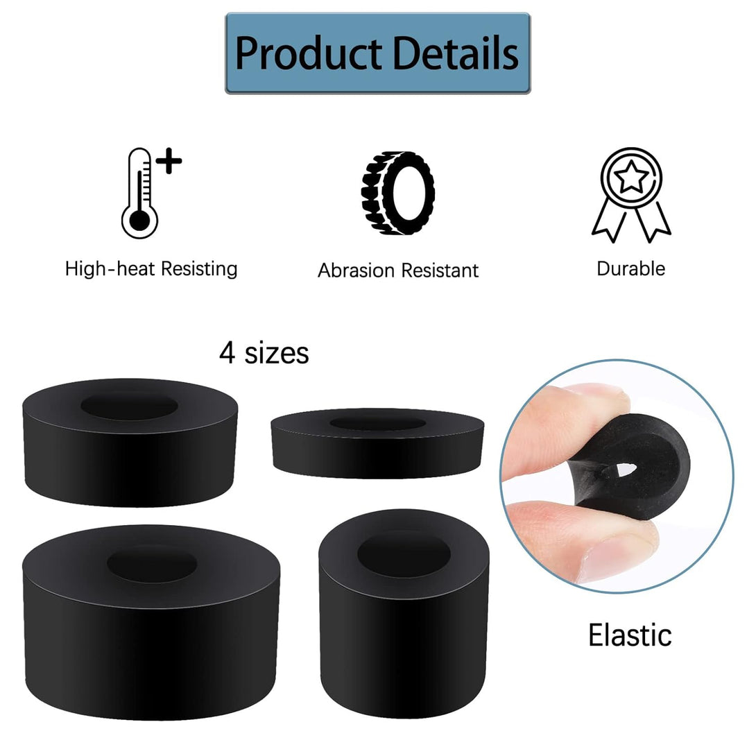 20 Pack Thick Rubber Washers round Rubber Spacer, 4 Sizes Rubber Bushing Black Rubber Spacers Flat Washers