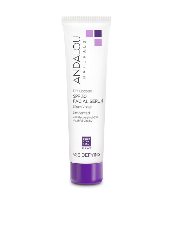 Andalou Naturals DIY Booster SPF 30 Facial Serum Unscented, anti Aging Face Sunscreen with Broad Spectrum Protection, Moisturizing for Dry to Very Dry Skin, 2 Fl Oz