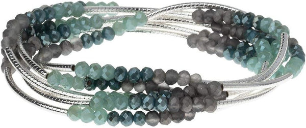 Scout Curated Wears - Women'S Scout Wrap Bracelet & Necklace, Marine/Silver