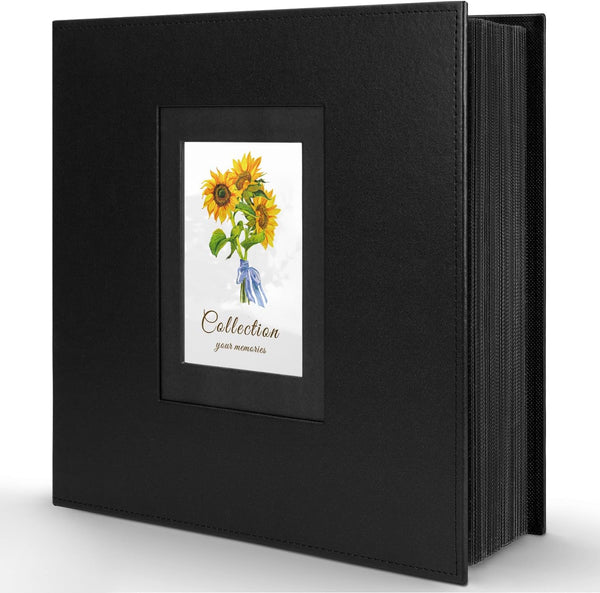 Photo Album 4X6 600 Photos, Leather Cover Extra Large Capacity Holds 600 Horizontal and Vertical 4X6 Pictures Record Valentine'S Day Christmas Holiday Commemorative Gift(Black, 600 Pockets)