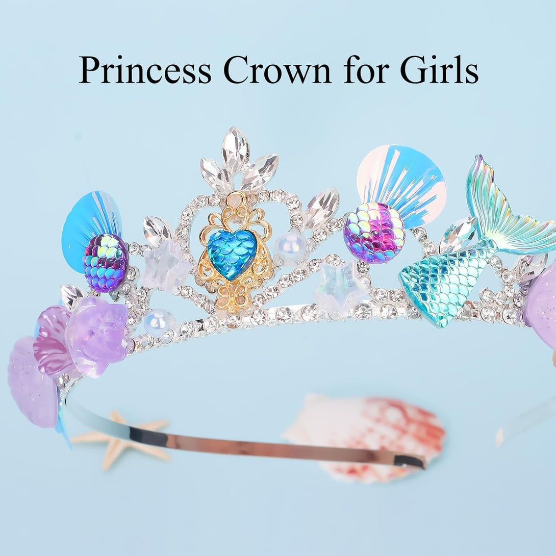 CIEHER Mermaid Crown for Girls Mermaid Headband Girls Seashell Crown for Little Mermaid Party Decorations Mermaid Birthday Decorations, Mermaid Accessories Halloween Costumes for Women