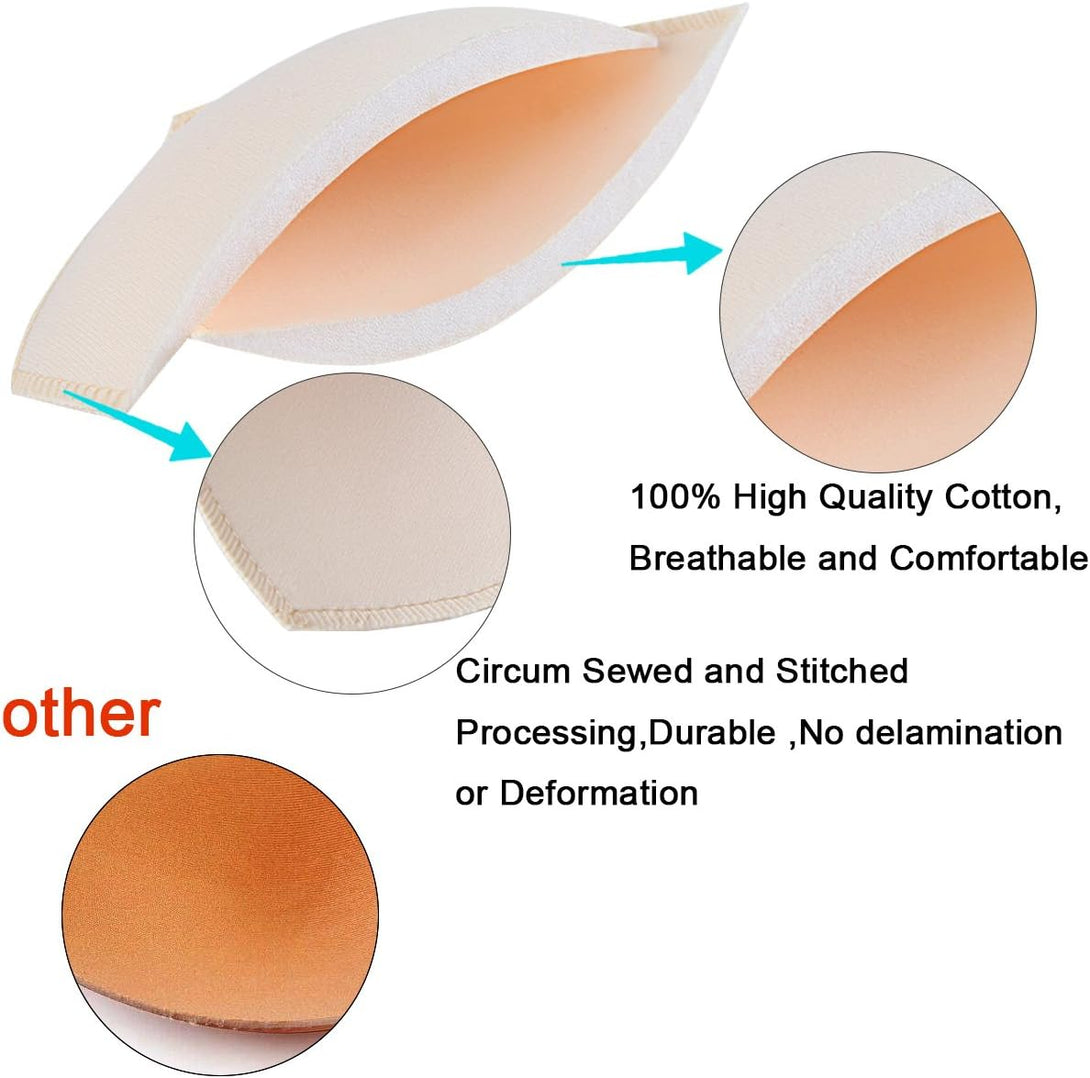 SERMICLE Bra Pad Inserts 4 Pairs, Bra Pads Sewn Padded for Sports Bra A/B or C/D,D/E Cup Beige or Black, White Optional