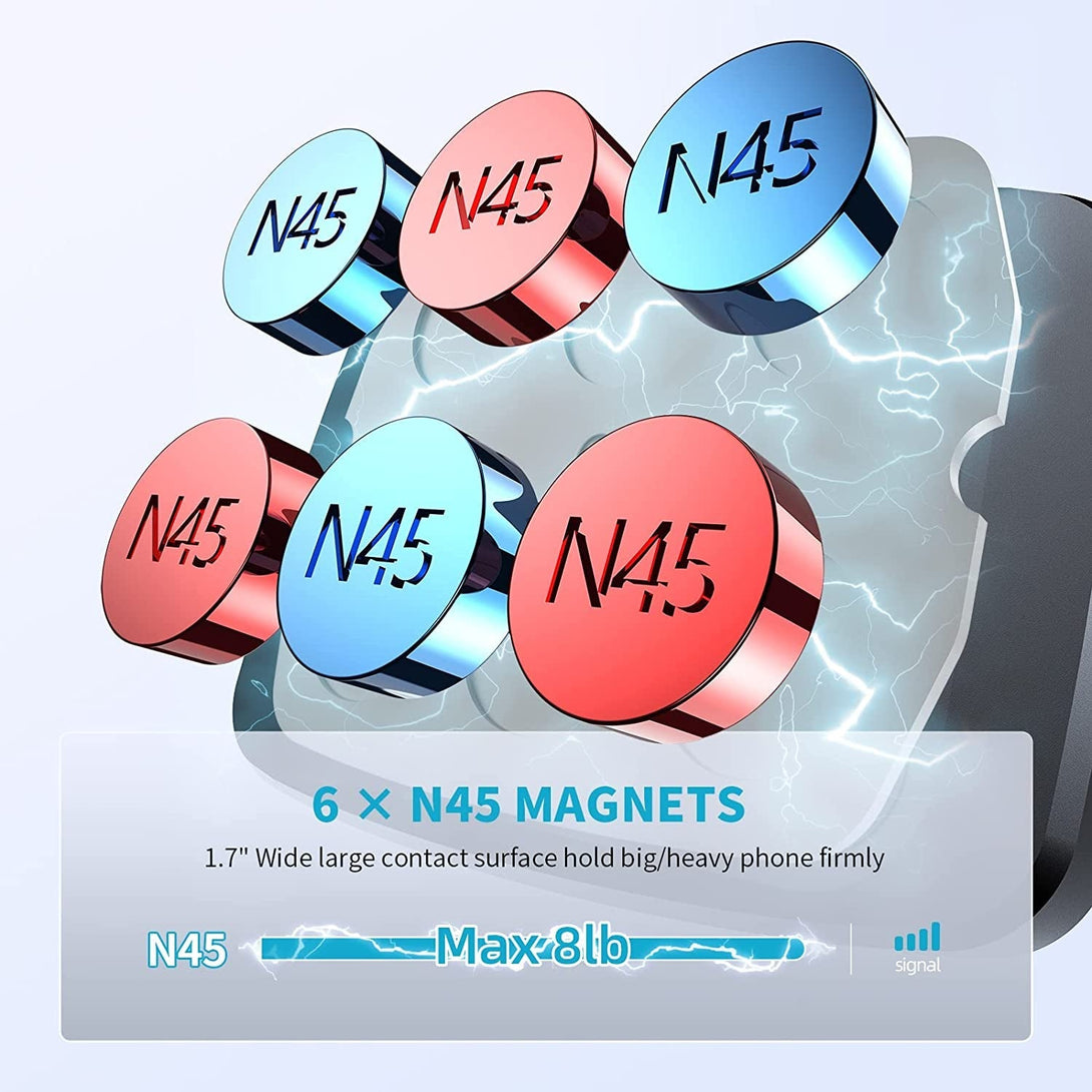 Apps2Car Magnetic Phone Holder Mount with 13-Inch Flexible Long Arm & 6 Strong Magnets, Anti-Shake Holder for Truck Windshield Dashboard, Suction Car Mount for All Phones