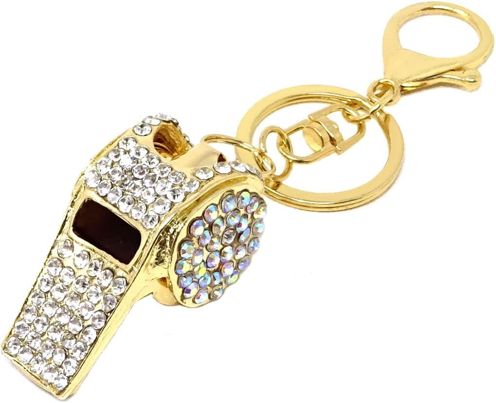 Honbay 1PCS Rhinestone Whistle Keychain Mini Shining Whistle Keyring Bling Car Charm Decoration in a Box for Bag Purse Wallet Handbags Backpack