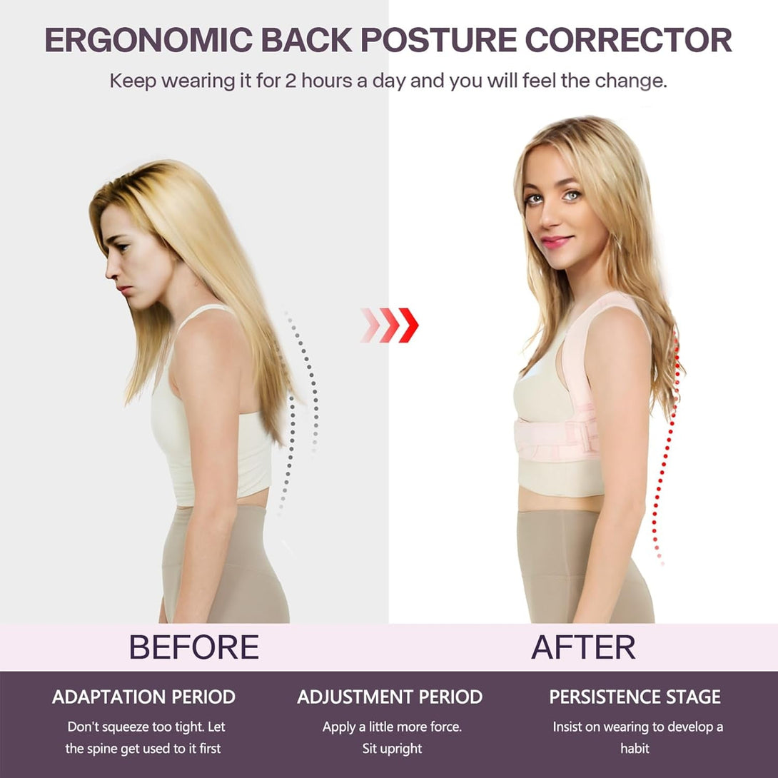 Back Brace Posture Corrector for Women, Upper Back Support Straps Straightener, Hunchback Improve Posture Correct-Shoulder, Upper Back Pain Relief Invisible under Clothes (Pink, S/M)