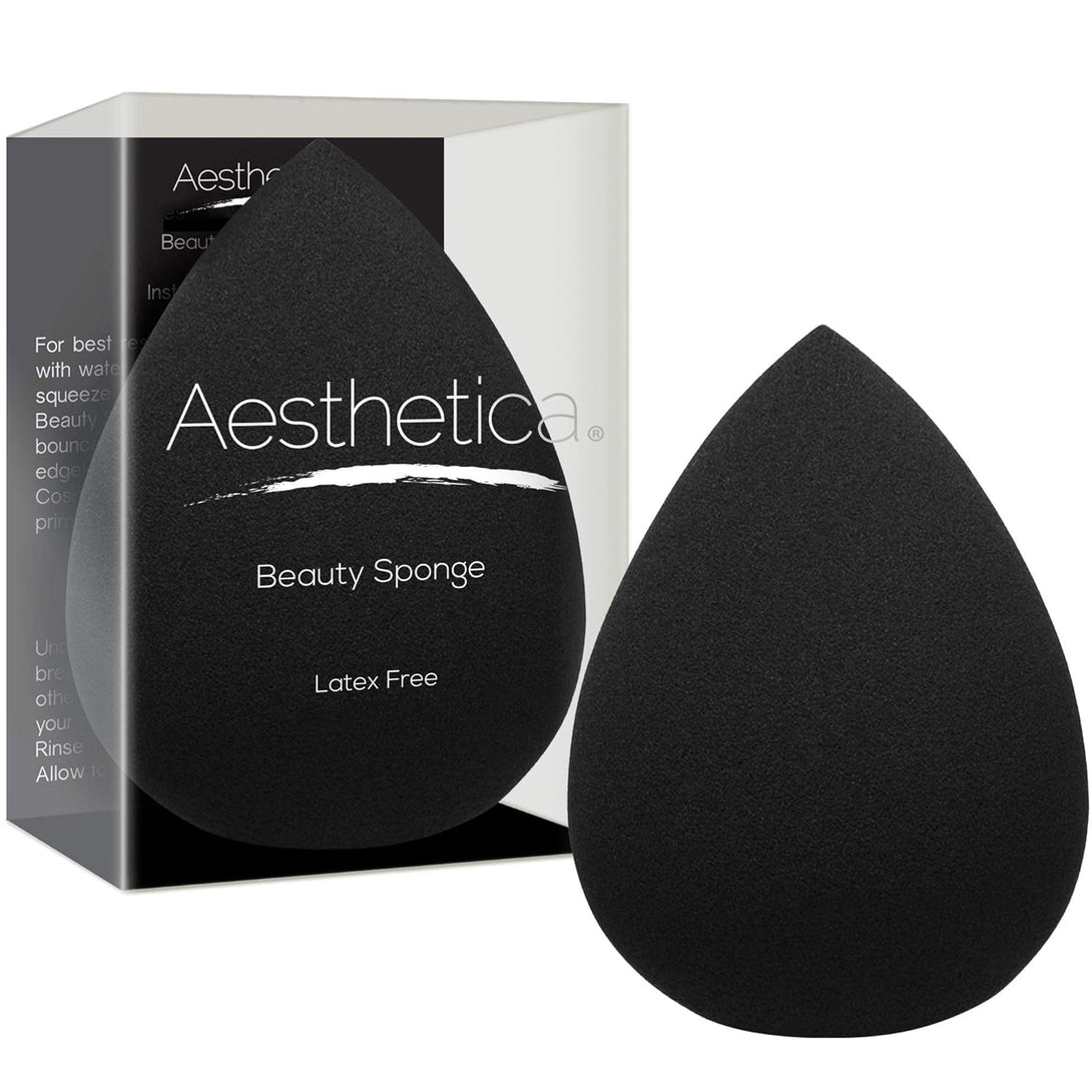 Aesthetica Cosmetics Beauty Sponge Blender - Latex Free and Vegan Makeup Sponge Blender - for Powder, Cream or Liquid Application - One Piece Make up Sponge