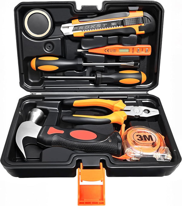 8 Piece Hand Tool Set, High Strength Steel Tools for Home Repair, Car Maintenance, Furniture Assembly with Convenient Storage Case, Basic Tool Kit for Home Use