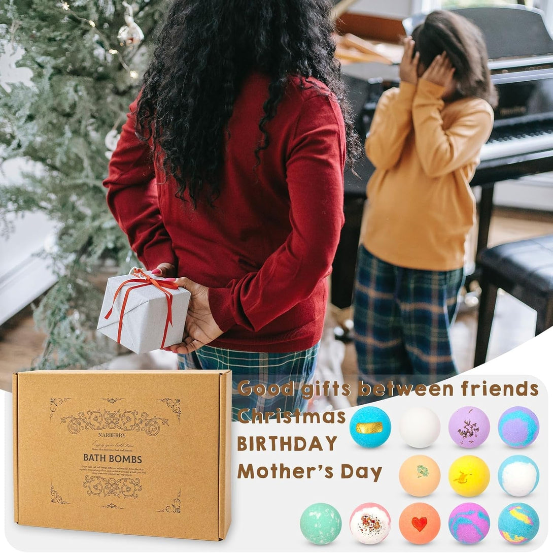 Bath Bombs for Women Gift Set, 12 Pack Handmade Bath Bombs Salt Balls, Perfect for Bubble Spa Relaxing, Moisturizing Dry Skin, Stress Relief, Birthday Valentines Gifts Idea for Men Women