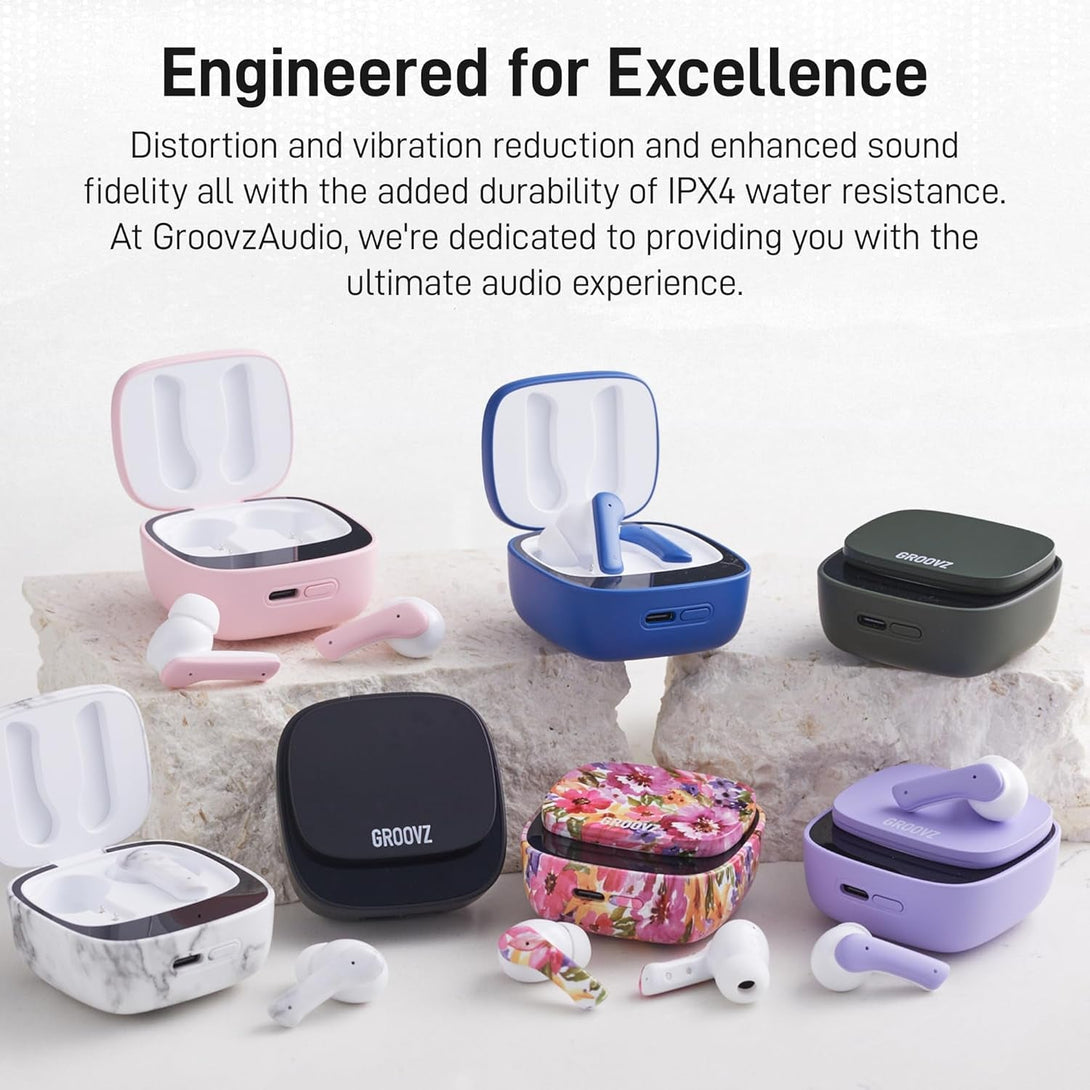 True Wireless Earbuds with Charging Case - Designed and Engineered in the USA - Ipx4 Water Resistant Bluetooth Earbuds Compatible with Apple and Android - 27Hrs Battery Life - Black