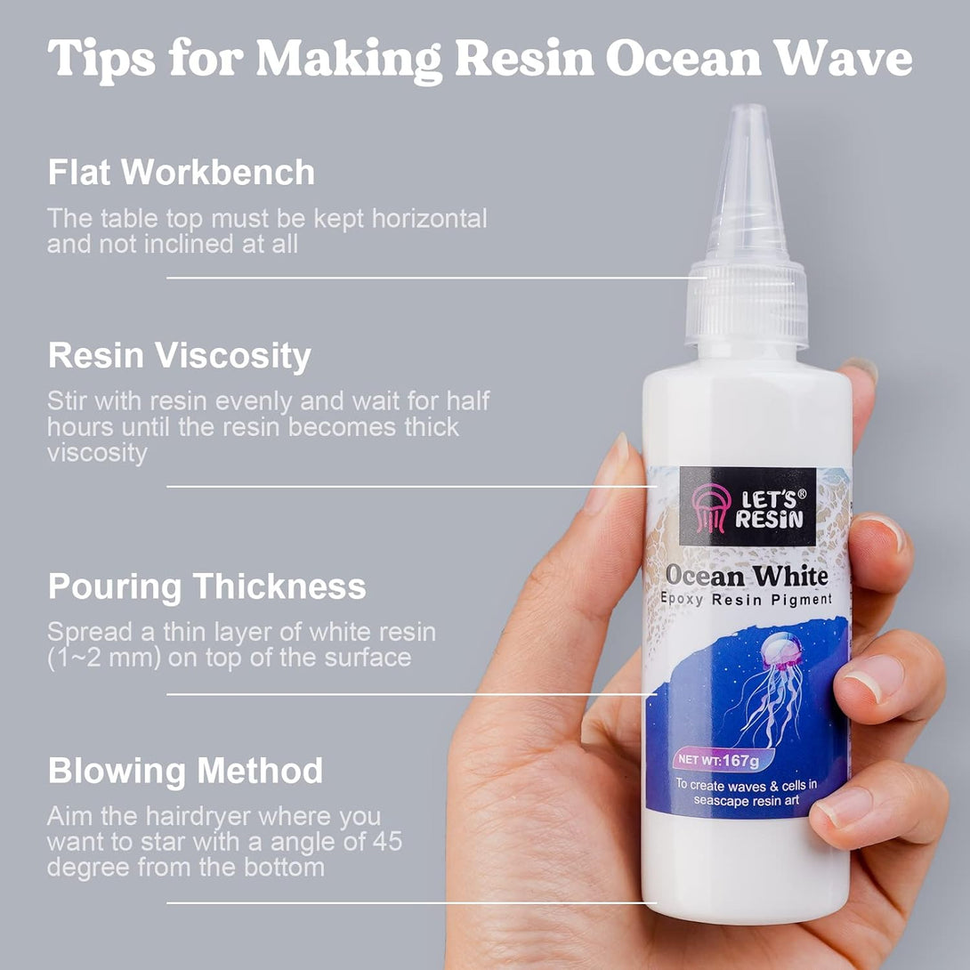 LET'S RESIN Ocean White Epoxy Resin Pigment 167G/5.89Oz, High Concentrated Pigment Paste for Epoxy Resin & UV Resin, UV Resistant Opaque Pigment for Creates Cells & Lacing, 3D Flower Resin Coasters