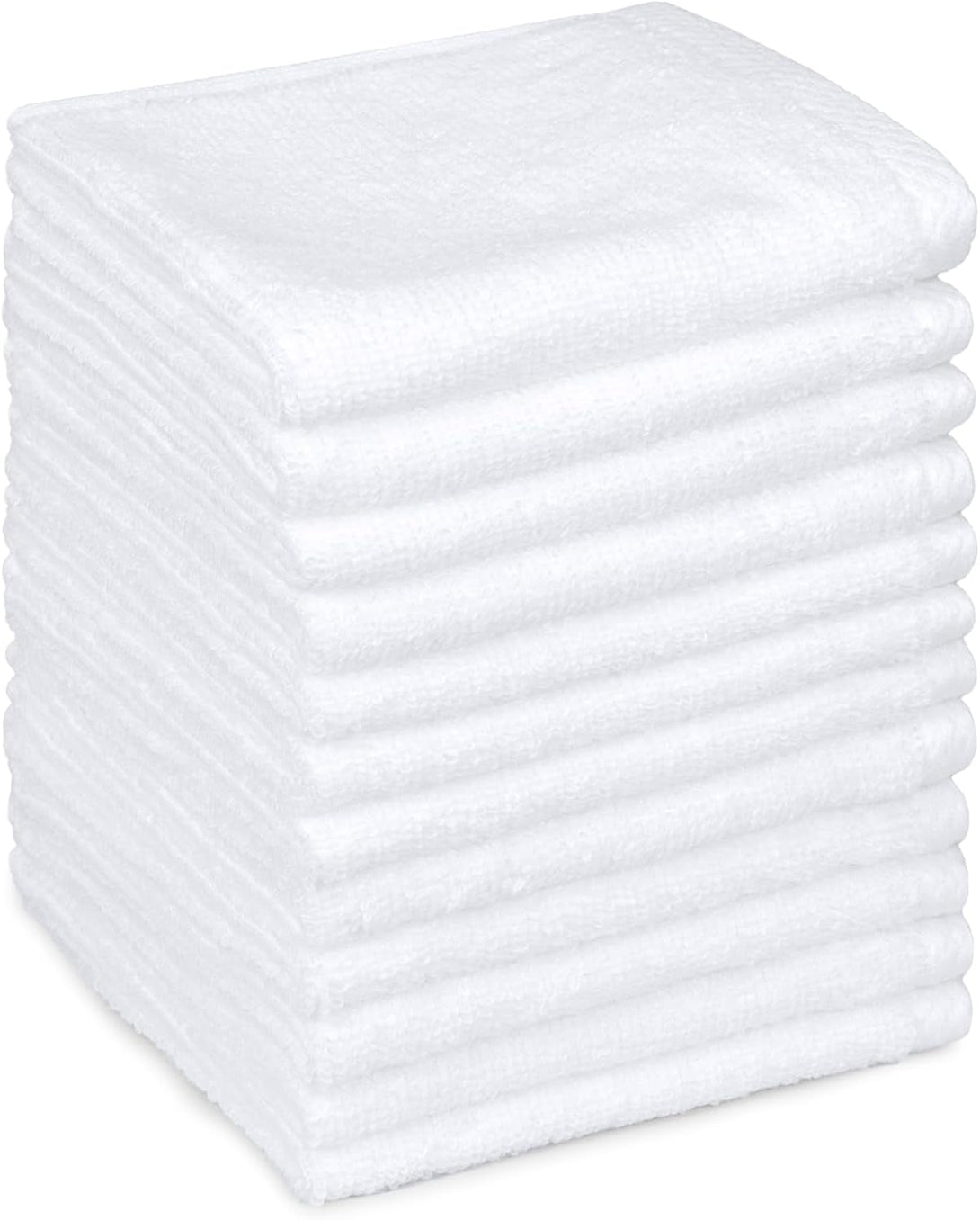 Amazon Basics Cotton Washcloths, Quick-Dry, 12" X 12", 12-Pack, White