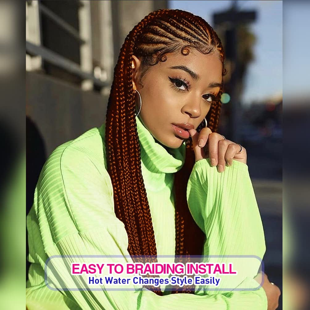 8 Pack Ombre Braiding Hair Pre Stretched - 16" 55G/Pack Premium Pre Stretched Braiding Hair Extensions, Professional Itch Free Hot Water Setting Perm Yaki Texture Prestretched Hair(#350)