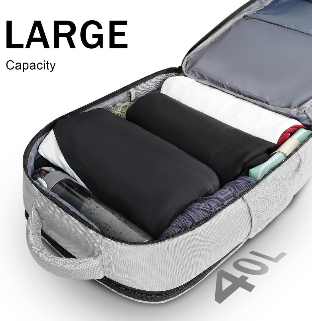 MATEIN Travel Backpack for Women, Extra Large 40L Carry on Backpack with USB Port & Shoe Compartment, Airplane Approved Travel Bag Fit 17" Laptop, Water Resistant Luggage Overnight Weekender Bag, Gray