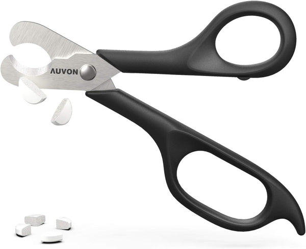 AUVON Scissors-Shaped Pill Cutter, Sharp Blade Pill Splitter for Easily Dividing Most 5-15Mm Vitamins, Tablets and Medications in Half