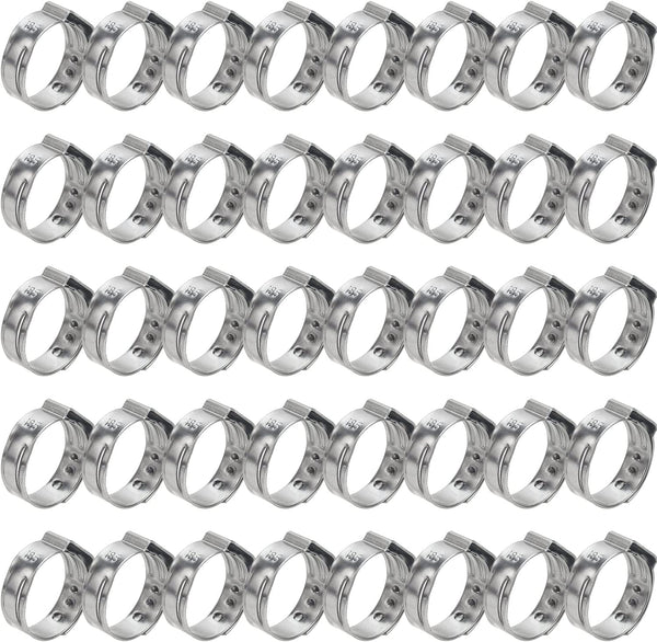 40 Pieces 15.3-18.5Mm 304 Stainless Steel Single Ear Hose Clamps