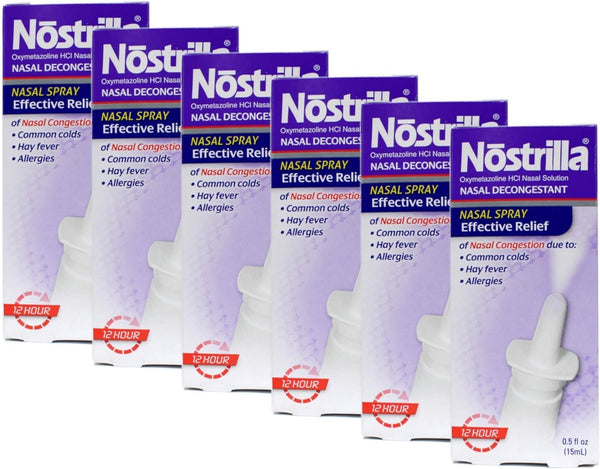 Nostrilla Nasal Decongestant Spray, Stuffy Nose Relief, 0.5 Oz (6 Pack)