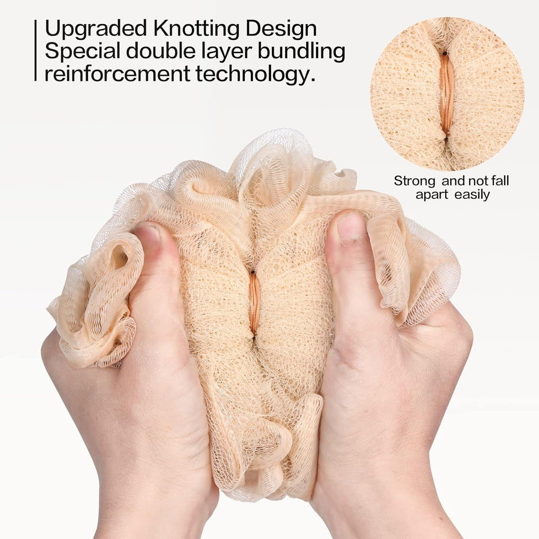 Fishent Bath Loofah Sponge, 3 Pack Loofahs Exfoliating Body Scrubber, 60G Soft Mesh Pouf Shower Puffs, Loofa for Women and Men