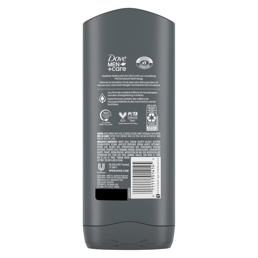 DOVE MEN + CARE Body and Face Wash Exfoliating Deep Clean Body Wash for Men with 24-Hour Nourishing Micromoisture Technology, 13.5 Oz