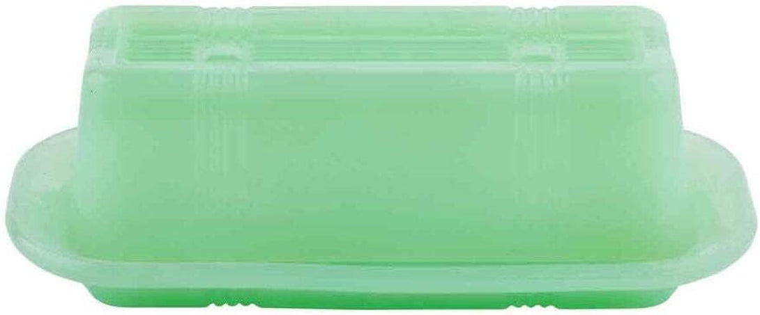 Tablecraft HJ124 Jadeite Glass Collection Butter Dish, 6.75 X 3.25 X 2.25, Green