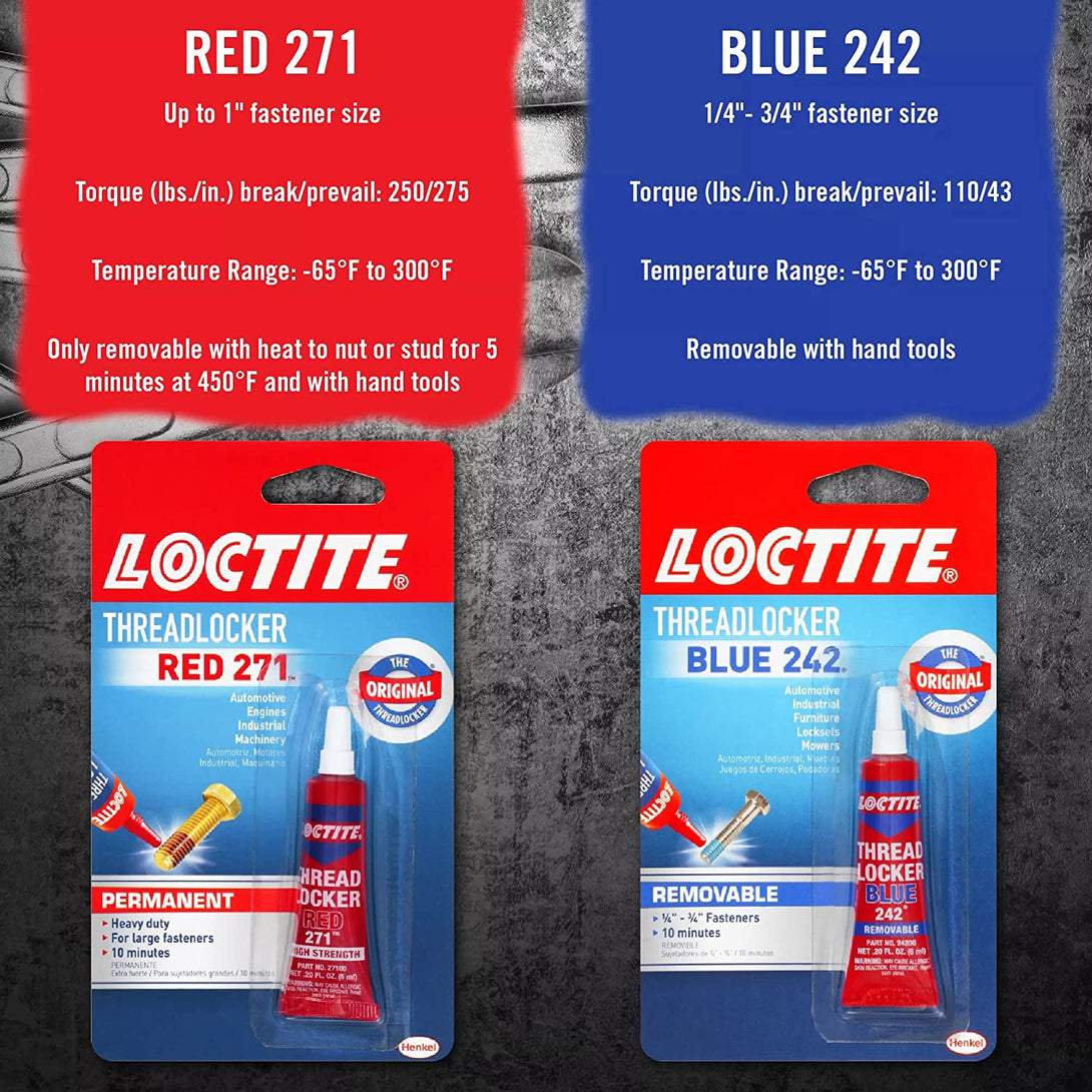 Loctite Threadlocker Blue 242 - Removable Thread Lock Glue for Nuts, Bolts, & Fasteners, Medium Strength Screw Glue to Prevent Loosening & Corrosion - 6 Ml, 1 Pack