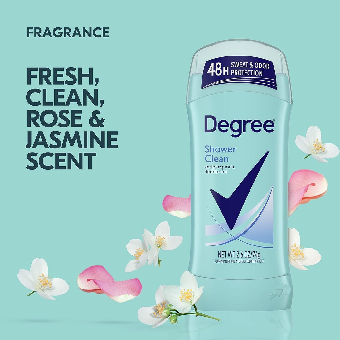 Degree Original Antiperspirant Deodorant Shower Clean 48-Hour Sweat & Odor Protection Antiperspirant for Women 2.6 Oz