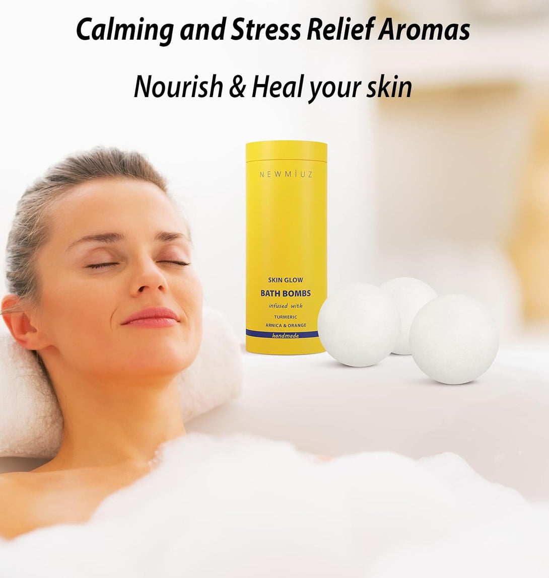 Natural Bath Bombs Luxurious Bath Foam Gift for Dry Skin Hydration Moisturizing Turmeric Arnica Orange Essential Oil Infused for a Blissful Experience