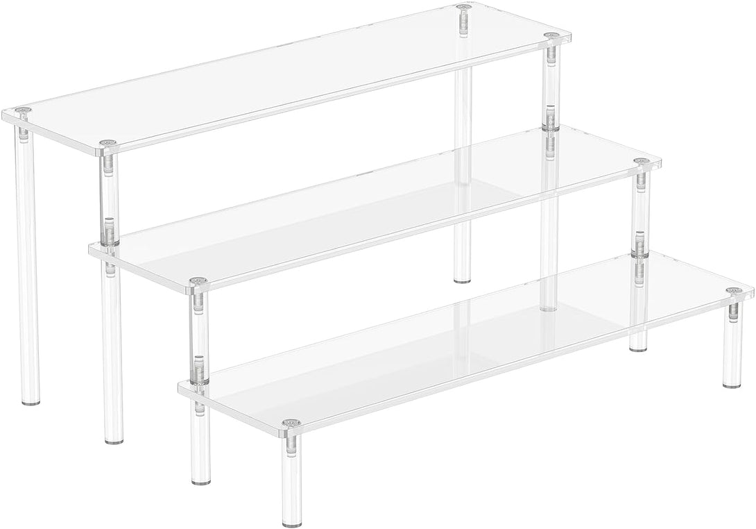 Acrylic Display Risers, 3 Tier Perfume Organizer Stand, Clear Cupcake Stand Holder, Large Shelf Risers for Figures, Dessert Shelves for Party, Riser Stand for Decoration and Organizer