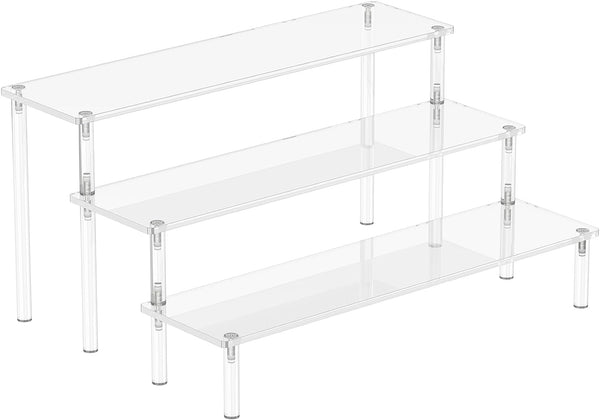 Acrylic Display Risers, 3 Tier Perfume Organizer Stand, Clear Cupcake Stand Holder, Large Shelf Risers for Figures, Dessert Shelves for Party, Riser Stand for Decoration and Organizer