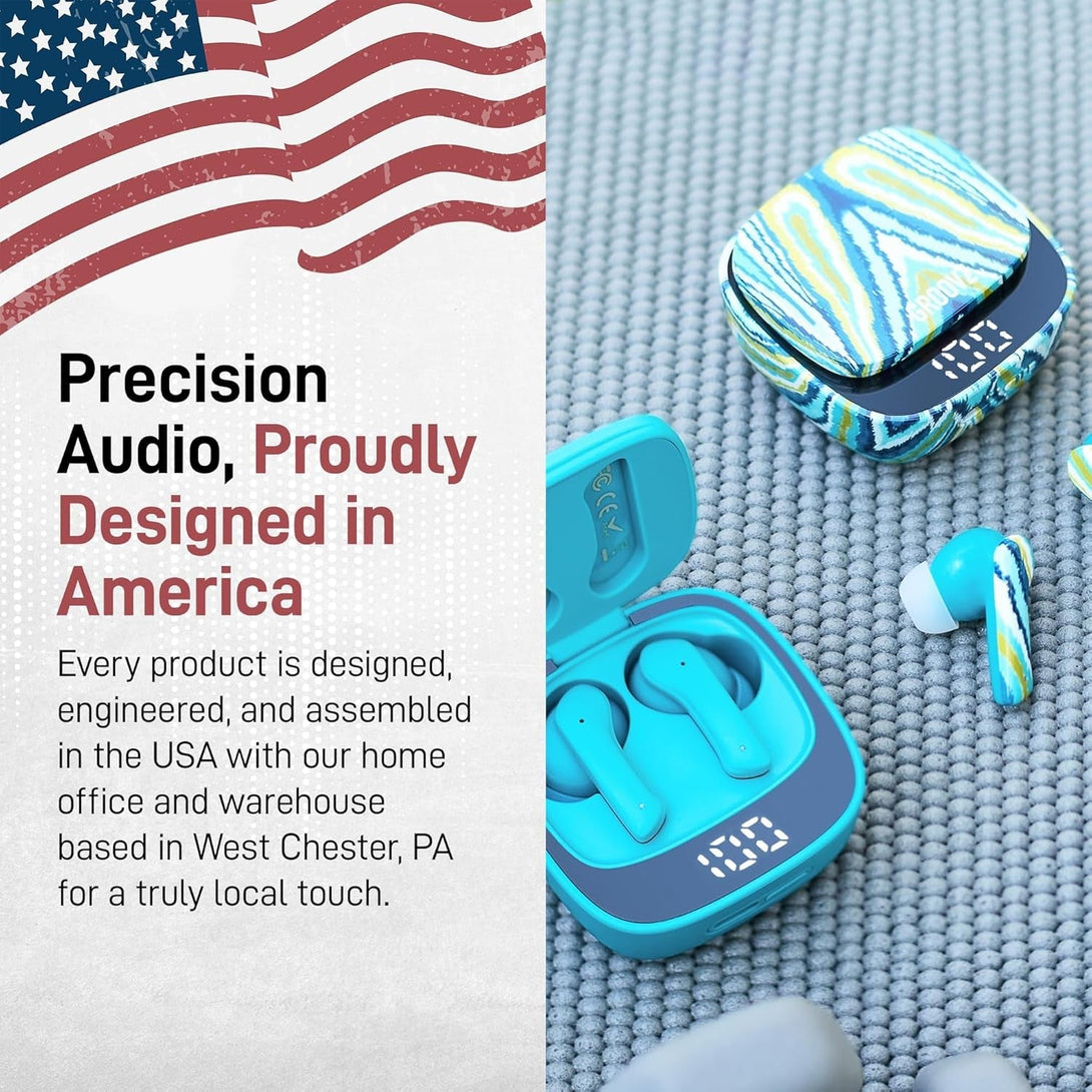 True Wireless Earbuds with Charging Case - Designed and Engineered in the USA - Ipx4 Water Resistant Bluetooth Earbuds Compatible with Apple and Android - 27Hrs Battery Life - Black